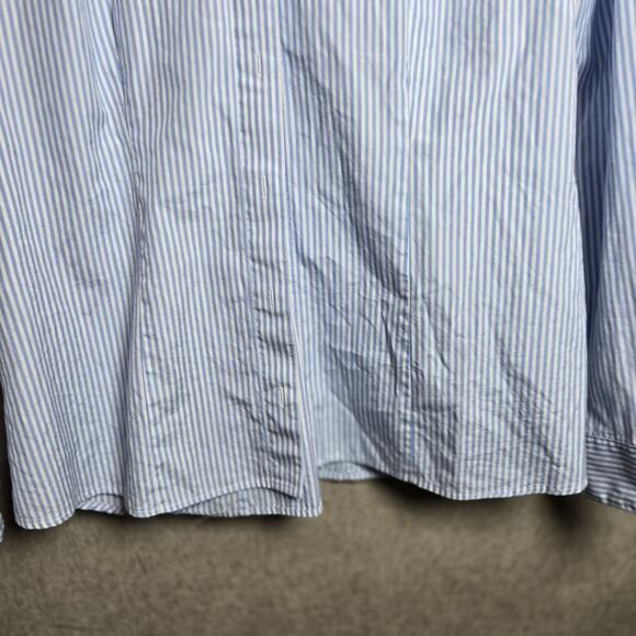 Women's Talbots 100% Cotton Blue White Stripe Button Down Long Sleeve Size 12 - Picture 4 of 8